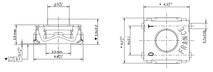 Mechanical Drawing - C&K Switches KSC-TE Tireless Endurance Tactile Switches